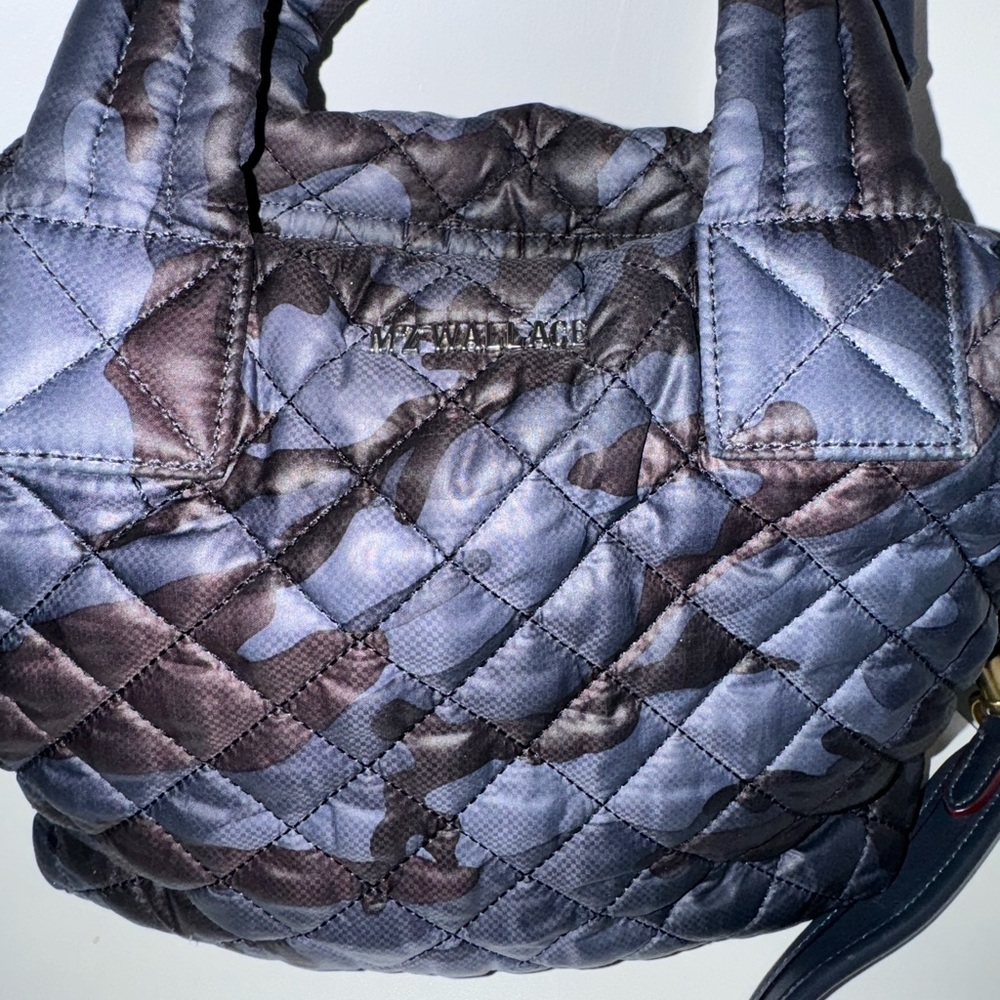 MZ Wallace Quilted Crosby Bag Black And Blue Camo with strap 75 firm price